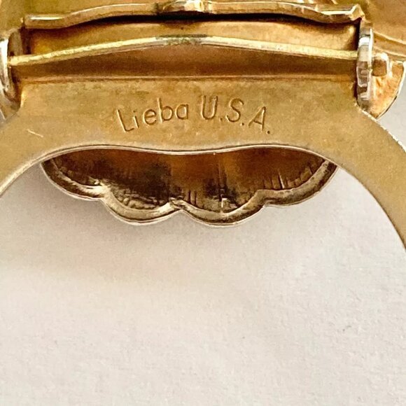 Vintage Rhea Williamson's Flower Pin by Liebo Lieba Scarf Dress Clip Signed USA - Picture 6 of 8